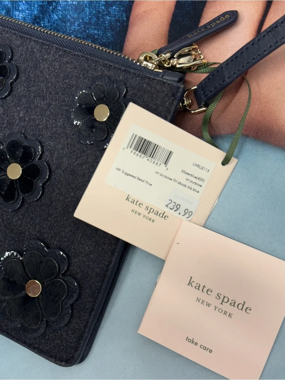 (new+tag) Kate Spade Nacy Floral Appliqué Crossbody Bag Adjustable Leather Strap